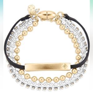 Lucky Brand Pave and Leather Layer Bracelet